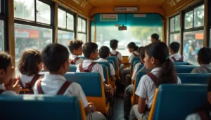 children sitting school bus